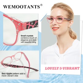 WEMOOTANTS 4 Packs Pink Reading Glasses 3.0 Women Ladies Lightweight Round Readers 1.0 1.25 1.5 1.75 2.0 2.25 2.5 2.75 300 3.5 4.0