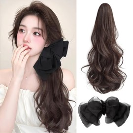 Hanzhuo Ponytail Point Wig Long Ponytail Wig Wig Curly Hair Extensions Wigs Hair Extensions Hair Vance Easy Clip On Women Dark Brown