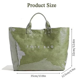 GSenhui PVC Tote Bag Women's Letters Print Tote Bag Large Kraft Paper Tote Bag Carry All Bag Top Handle Clear Hobo Handbag