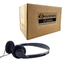 Soundnetic SN09 Disposable Stereo Headphones, Black, Count of 25, Pack of 1