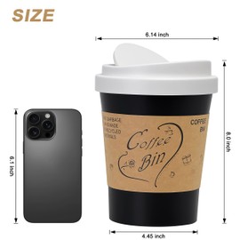 Soddeph Plastic Mini Trash Can with Swing-Top Lid, 0.9 Gallon Desktop Waste Bin for Coffee Table, Office, Small Countertop Wastebasket for Counter, Vanit (White Lid + Black Can, Small)