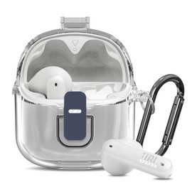 [Secure Lock] Clear Case for JBL Tune Flex Case Cover Compatible with JBL Tune Flex True Wireless Noise Cancelling Earbuds Anti-Scratch Protective Cover with Keychain (Clear)