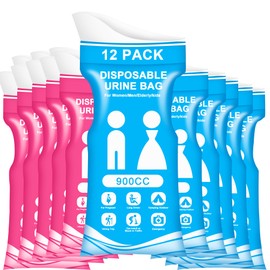 SZWLJ 12-Pack 900CC Blue & Pink Disposable Urine Bags for Camping Essentials | Leak-Proof Travel Potty with Odor Control & Foldable Design
