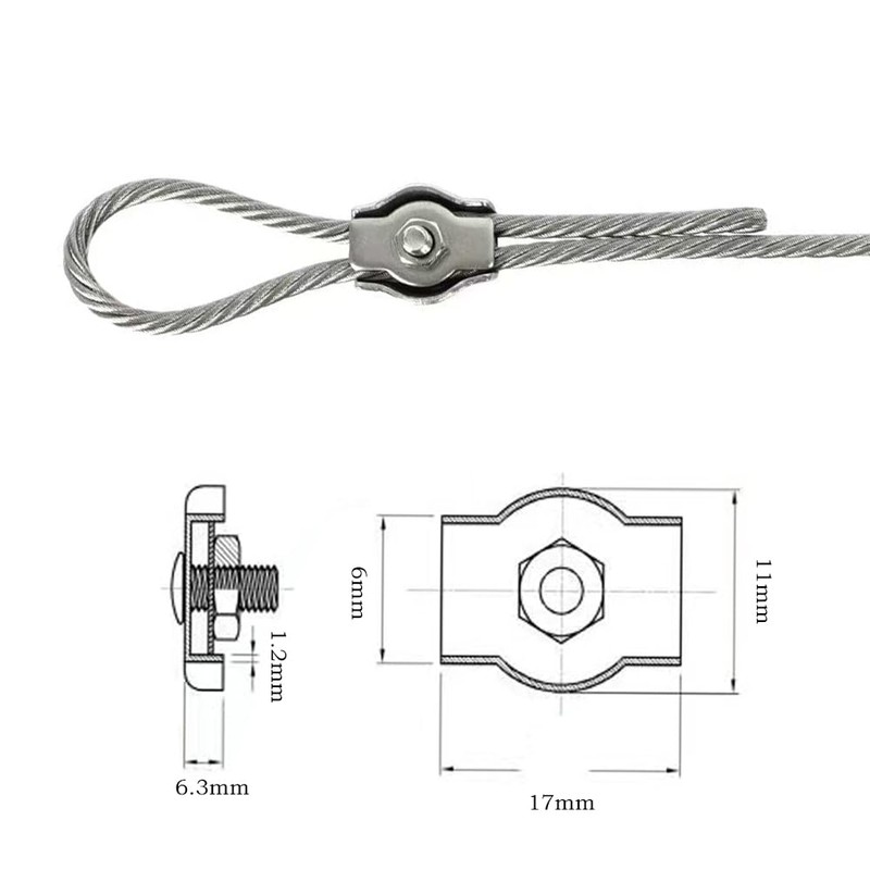 20 Pcs stainless steel simplex wire rope cable clamp/wire rope