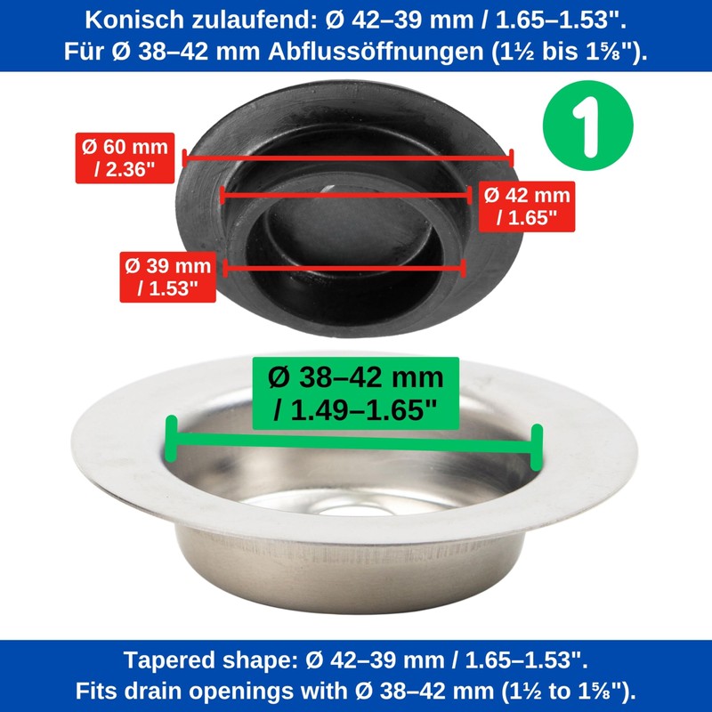 Universal Plugs, Pack of 2, Diameter 42 to 39 mm