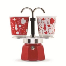 Bialetti Mini Express Moka Set With 2 Cups Heart 90ml