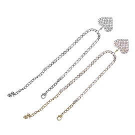 FOMIYES 2pcs Women Rhinestone Anklet Heart Design Alloy Anklet Chain Fashion Jewelry for Beach Party Wedding