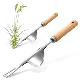 Dandelion Weed Puller With V-Shape Fork, Wood Handle Dandelion Removal Tool, Stainless Steel Hand Weed Puller Tool, Gardening Hand Tool, Manual Weed Removing Weed Remover Tool for Yard Weeding Tool