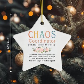 Chaos Coordinator Ornament - Boss Gifts for Women, Office Appreciation Ceramic Gift, Birthday Gift for Boss Lady, Coworker, Teacher, Mom - Inspirational Christmas Decoration