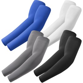 fuinloth Gaming Arm Sleeves, Arm Warmers Arm Protectors for Women/Men, Volleyball Basketball Sports Sleeves, 4 pairs - black, white, dark grey, blue, Unit size