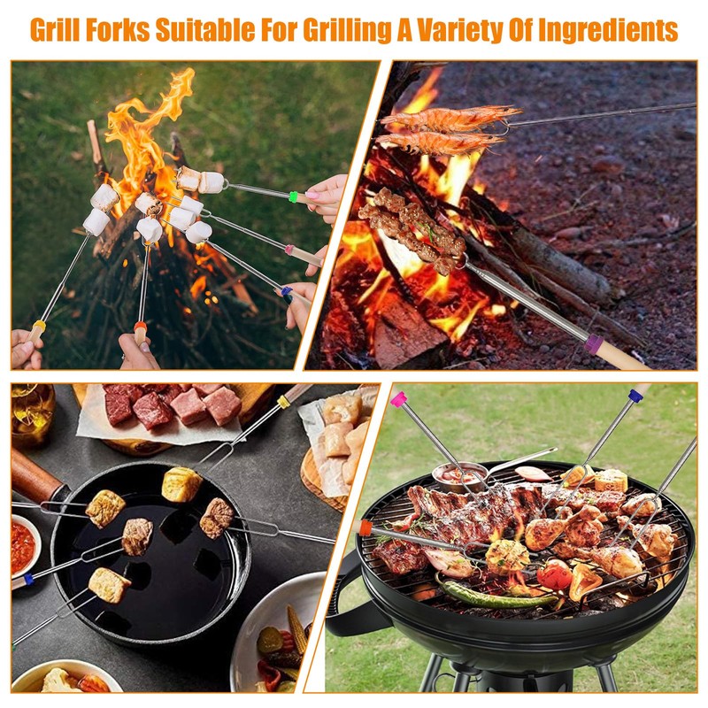 12 Pack U-Shape Marshmallow Toasting Kit, Extendable Stainless Steel Roasting