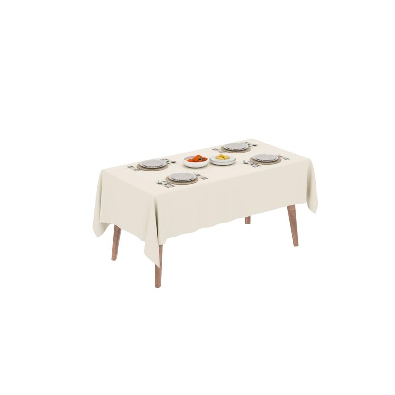 SUPERLELE 6 Pack Beige Tablecloth for Rectangle Tables,Stain and Wrinkle