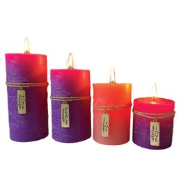 Advent Candle Set – 4 Pack Christmas Pillar Candles, Large Unscented Wax Pillars for Holiday Countdown, by Abbey + CA Gift