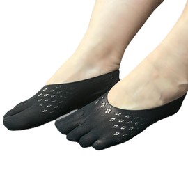 Chez-M 5 Toe Foot Cover, 3 Pair Set, 5 Colors, 2 Types, Socks, Moisture Wicking, Quick Drying, Antibacterial, Odor Resistant, Anti-Slip for Pumps and Sneakers, Socks, Black