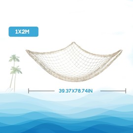 Sukh 2PCS Fish Net Decorative - Fish Net Decorations Decorative Netting Nautical Fishnet Table Runner Nets Netting Fishnet Ocean Party Rope Decoration