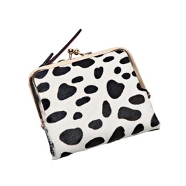 Pisoraro PR241 DALMATIAN Ladies Pisoraro Harako Dalmatian Pattern White White Black Clasp Mini Wallet, white