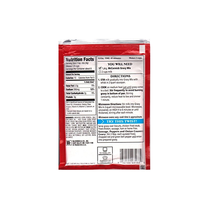 McCormick Sausage Country Gravy Mix (Pack of 4) 2.64 oz