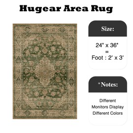 HUGEAR 2x3 Entryway Area Rug Retro Green Small Rug Machine Washable Door Mat Vintage Floral Low Pile Carpet Distressed Throw Rug Entrance Kitchen Bathroom Bedroom Office Non Slip Soft Lightweight