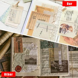 Meetory 417 Sheets Scrapbooking Paper, 180 Different Patterns Vintage Stickers Journal Accessories, Scrapbook Stickers, Journaling Paper Supplies for Writing/Album/Drawing/Travel Diary