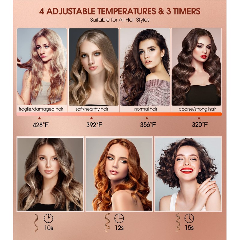 Automatic Curling Iron, Professional Automatic Hair Curler with 1" Curling