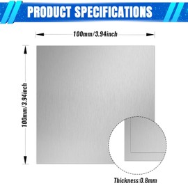 Uxney 0.8mm Stainless Steel Sheet 4x4 Inch, 430 Magnetic Stainless Steel Plate, 20 Gauge Metal Sheet for Wall, DIY, Crafts, Jewelry, Electrical Repair (2 Pack)