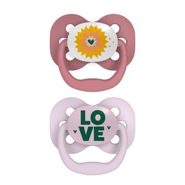 Dr. Brown's Advantage - Chupete para bebé, totalmente simétrico con foco de silicona suave, 0-6 m, sin BPA, lavanda Love, paquete de 2 (el estilo puede variar)