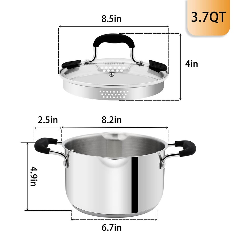 Rorence Stainless Steel Stock Pot with Pour Spout & Silicone