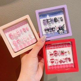 Kids' Press-On Nail Art Set: Gel Tips, Charms & Stickers for Girls (a13) Free Size/3 A14-1-214 3 Pink Melody Set 50ea