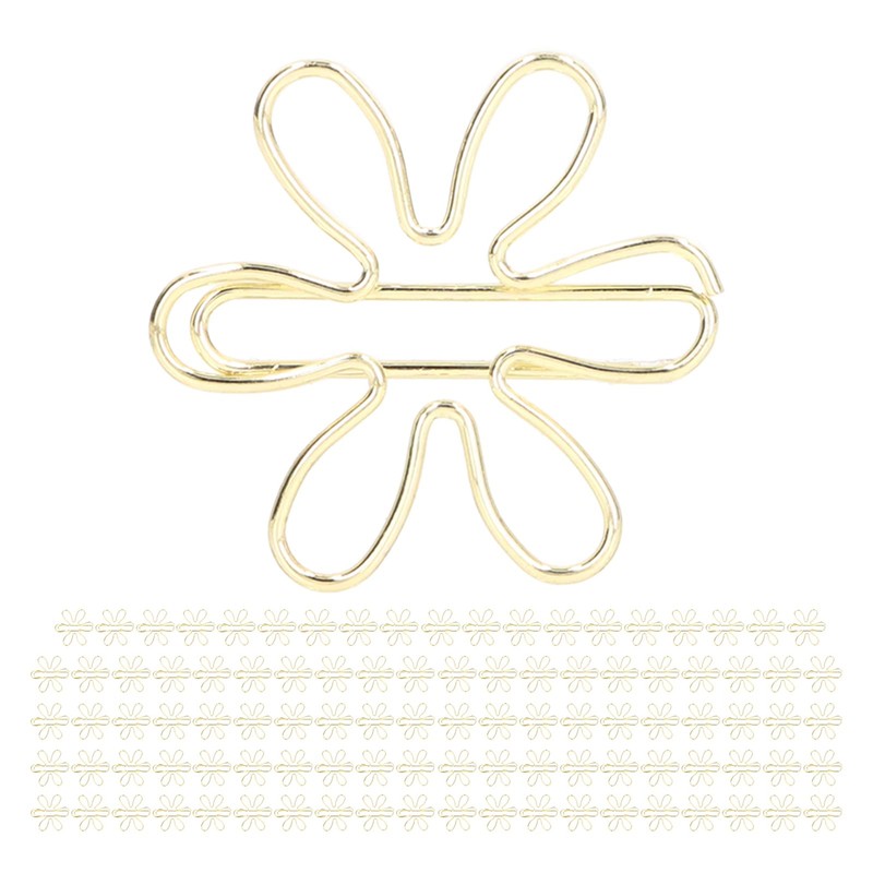 Yosoo 100Pcs Gold Metal Paper Clips, Cute Flower Shape, Anti