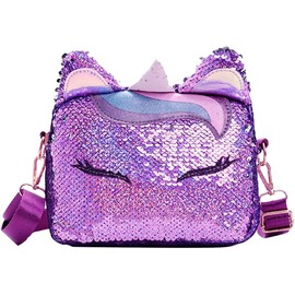 VALICLUD Women Girls Unicorn Sequins Bag Glitter Crossbody Purse Shoulder Bag for Kids Little Girls
