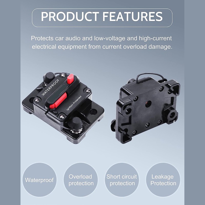 Car Audio Circuit Breaker 12V Waterproof Manual Reset with Fuse