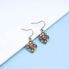 Inilbran Boho Colourful Gemstone Earrings Rainbow Square Dangle Hook Earrings