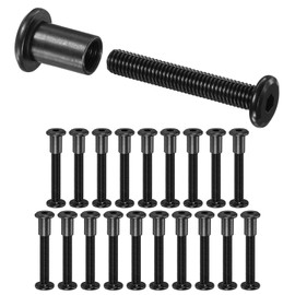 M METERXITY 20-Pack Hex Drive Socket Cap Bolt, M8 x 50mm Carbon Steel Furniture Connector Bolts Barrel Nuts for Furniture Assembly/Cabinet/DIY Binding Post Screws Rivet Fasteners [Black]