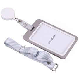 DAIQISI ID Card Holder, Horizontal Type ID Card Case, Extendable, Name Holder, Double Sided, Employee ID Card Case, Neck Hanging, Women's, Men's, Commuting to Work, School, Neck Strap, Pass Case,