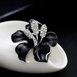 GFM® Orchid Lily Flower Brooch - Birthday Valentine's Day, Mothers day, Poppy Day, Remembrance Day, Christmas -Black-(Brch-PPY-ORC-KL)