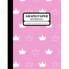 Graph Paper Composition Notebook: Large Simple Graph Paper Journal | Quad Ruled 5x5 | 8.5 x 11 | 110 Pages | Pink Crown Pattern | Grid Paper for School, College and University Math, Science, Art