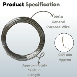 22 Gauge Aluminium Craft Wire - 120 Feet & 0.64mm Thick - Silver