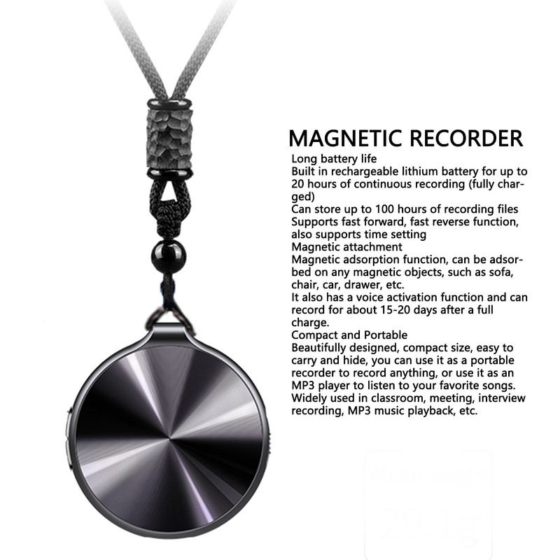 Digital Voice Recorder Strong Magnetic Voice Activated HD Noise Reduction