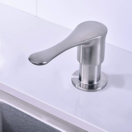 Kitchen Sink Soap Dispenser Brushed Nickel BZOOSIU Solid Brass Pump Head Sink Refillable Bottle, Spot Resist Stainless