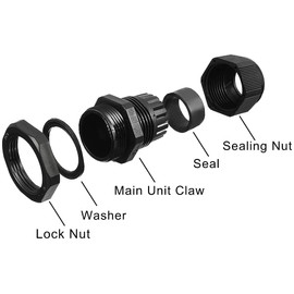 Gebildet 50Pcs Cable Gland, PG7 Plastic IP68 Waterproof Adjustable 3-6.5mm Cable Gland Joint with Gaskets, M12*1.5 Wire Connector, Wire Protector (Black)