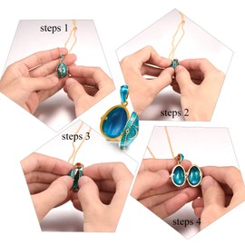 U7 Blue Green Oval Locket Necklace With Orthodox Cross Pendant for Men Women Religious Christian Jewellery