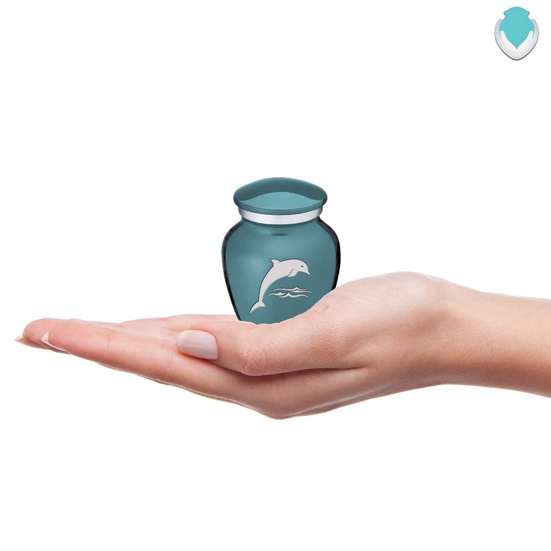 GetUrns Keepsake Embrace Dolphin Cremation Urn (Teal)