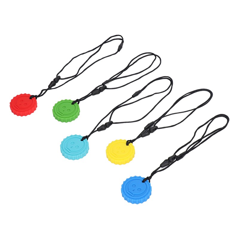 5pcs Teething Toys Silicone Skull Pattern Round Shape 5 Color