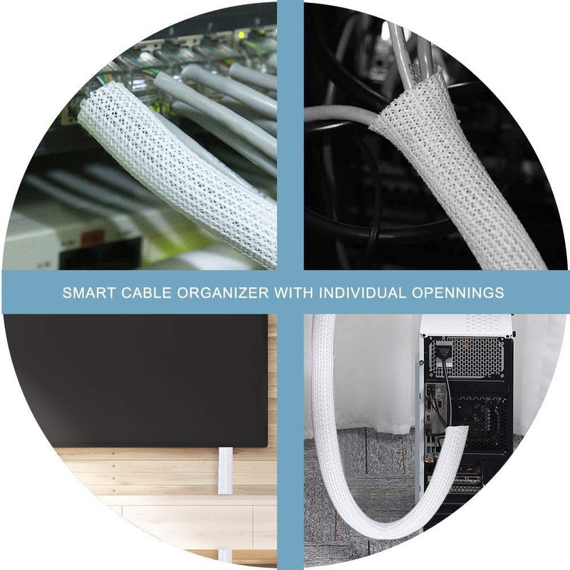 YIUTERA Braided Cable Cover, Cable Storage Sleeve, Cable Sleeve, Management,