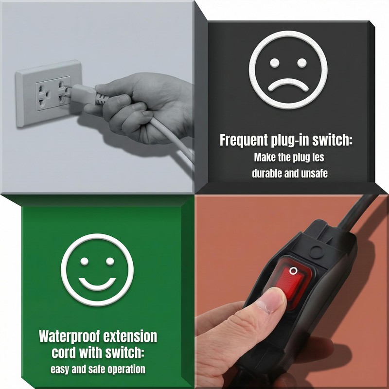 Weewooday 3 ft Outdoor Extension Cord with Switch, Waterproof On/Off
