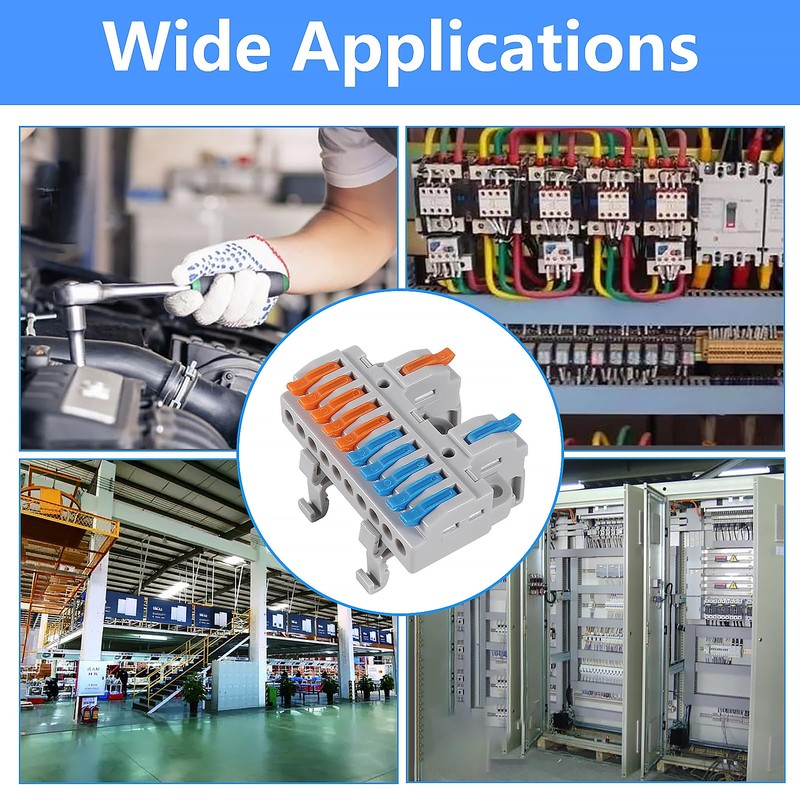 QCCAN 5PCS DIN Rail Terminal Blocks Kit, 2 in 10