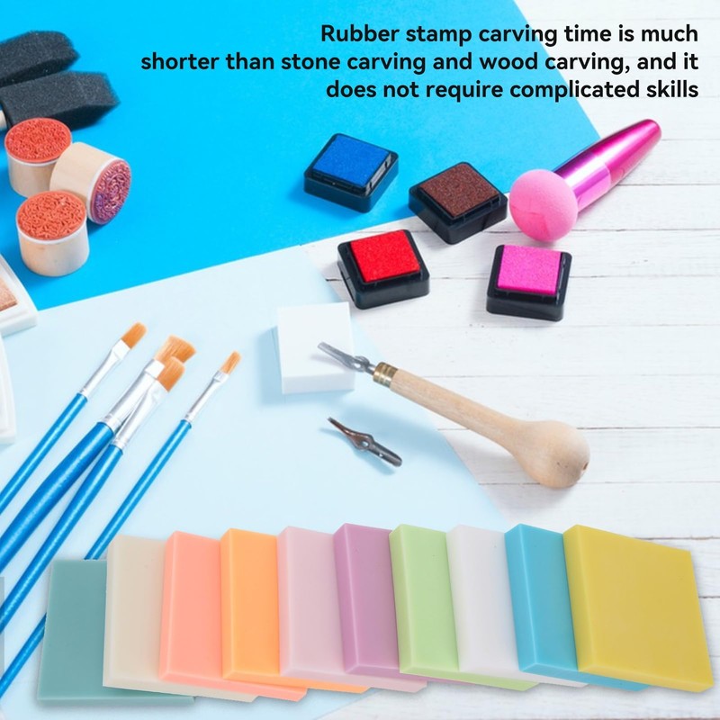 Pack of 10 Rubber Carving Blocks, Stamp Carving Blocks, DIY