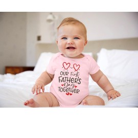 BesserBay First Fathers Day Newborn Girls Boys Cotton Short Sleeves Cute One Piece Bodysuit Hearts Soft Clothes Pink 3-6 Months