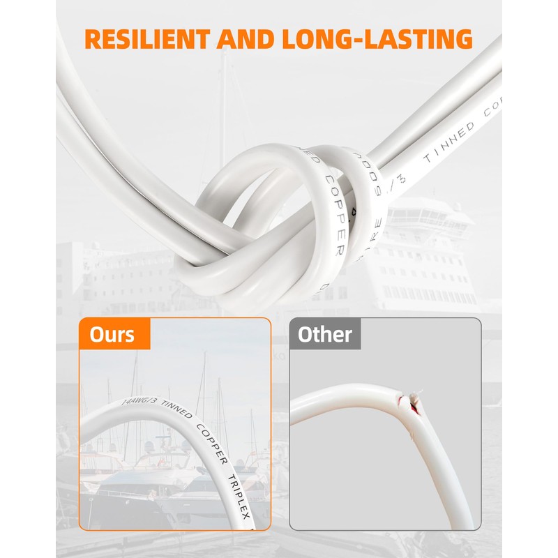 CONEPY 12 Gauge Marine Wire, 12/3 Triplex Marine Grade Cable,