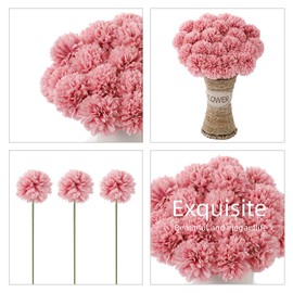 Kimura's Cabin - Ramos de flores artificiales de seda para crisantemo, 15 unidades para el hogar, mesa de comedor, decoración de fiesta, boda, color rosa oscuro, paquete de 15 unidades
